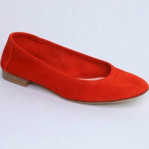 Andrea Carrano Bambola Ballerina Flat Suede Red Lipstick NWB